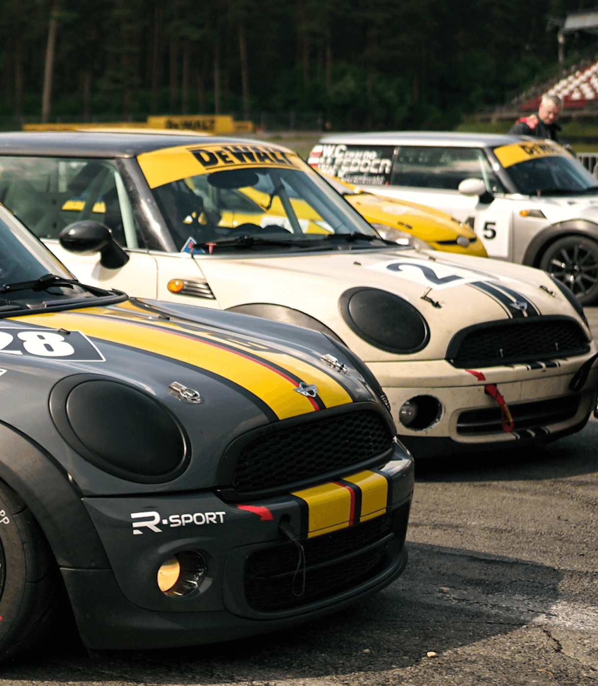 Mini on parking spot before the race