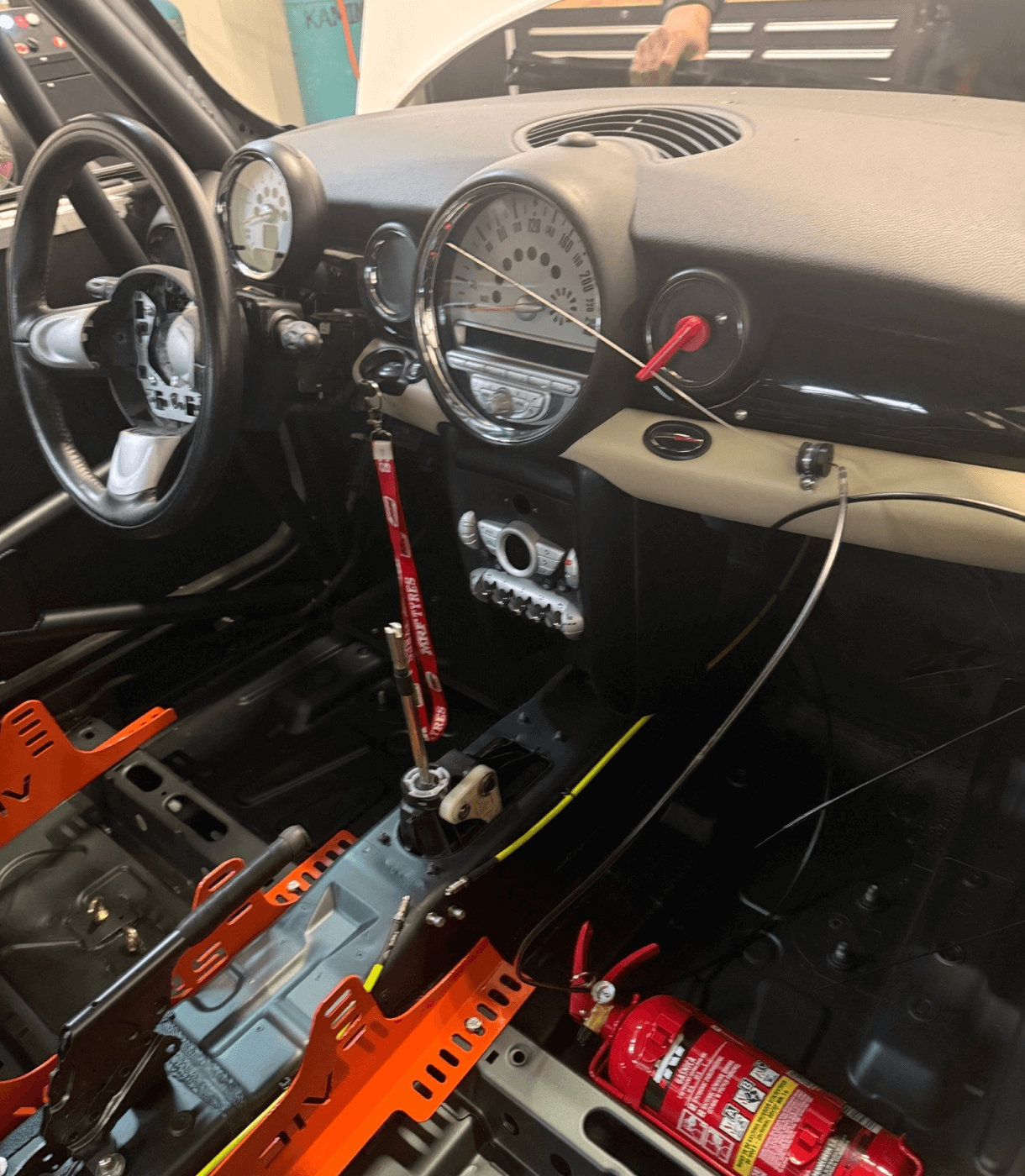 MINI R56 race car build interior instalation